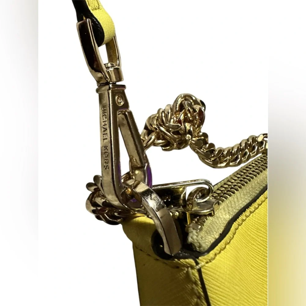 Michael Kors Lemon Yellow Leather Crossbody with Chain Detail